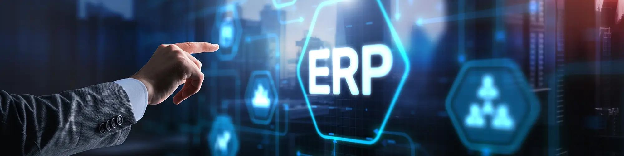 ERP. Enterprise resource planning. Technology concept on virtual screen